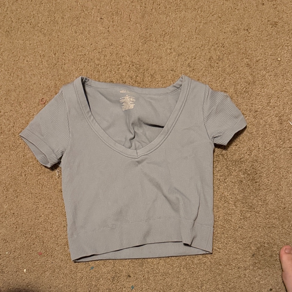 Wild Fable Light Gray Ribbed Crop Top